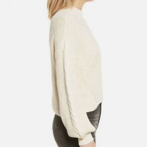 Nordstrom BP Oatmeal Oversized Heathered Cable Knit Sweater - Picture 2 of 4